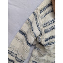 Calvin Klein Jeans Striped Textured Knit Sweater In Cream & Navy Blue