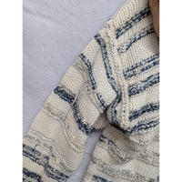 Calvin Klein Jeans Striped Textured Knit Sweater In Cream & Navy Blue