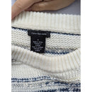 Calvin Klein Jeans Striped Textured Knit Sweater In Cream & Navy Blue