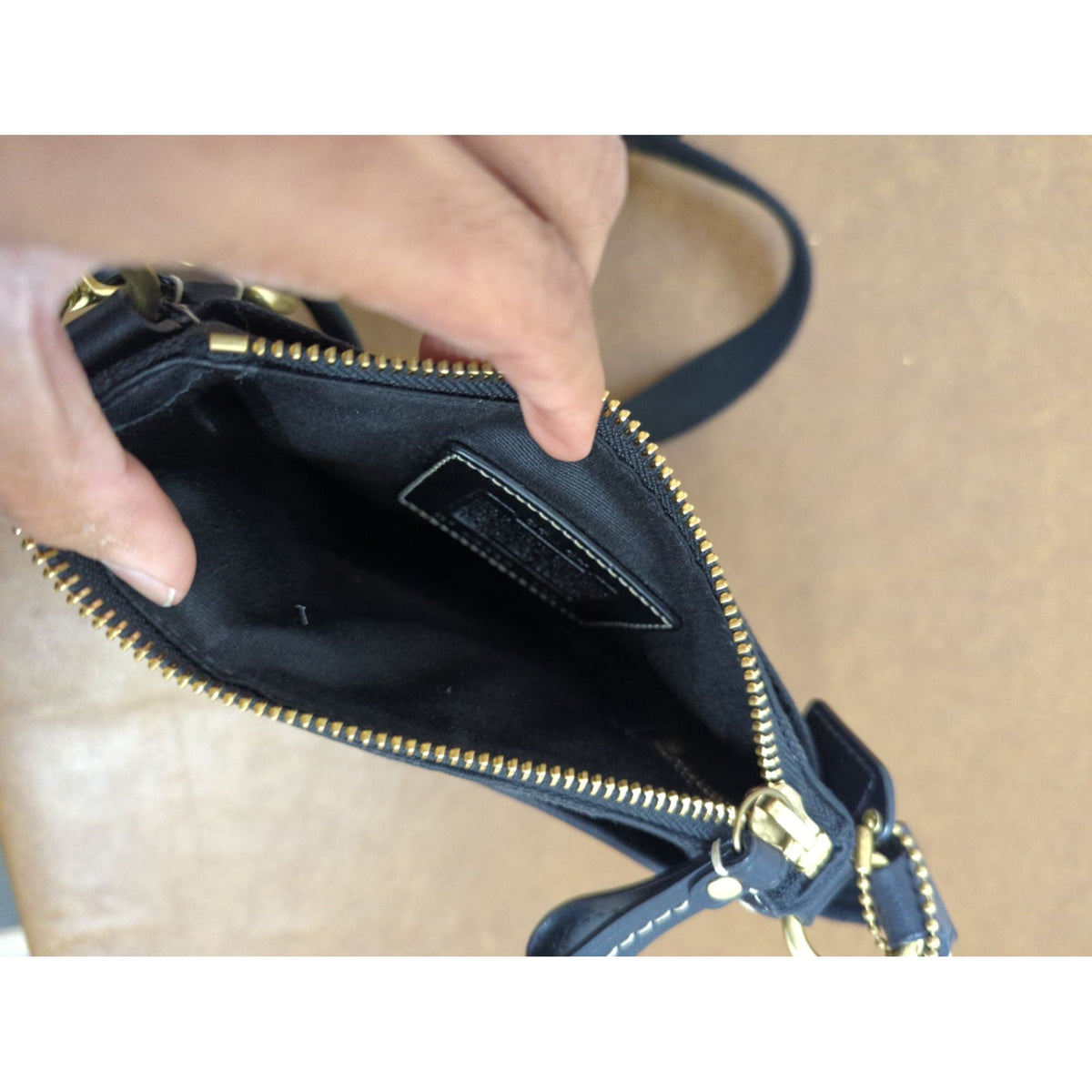 Coach Black Crossbody Bag With Gold Hardware & Adjustable Strap