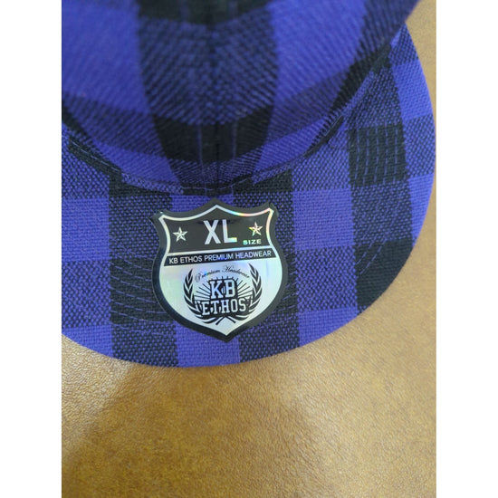 Purple & Black Plaid XL Snapback Hat By KB Ethos Premium Headwear