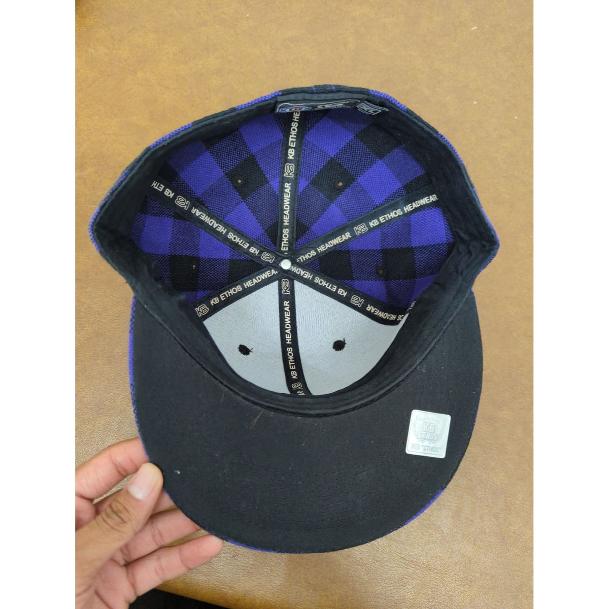 Purple & Black Plaid XL Snapback Hat By KB Ethos Premium Headwear