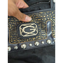 Brighton Bags Embossed Gold Faux Leather Panel Stud Accents Adjustable Strap