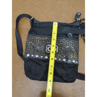 Brighton Bags Embossed Gold Faux Leather Panel Stud Accents Adjustable Strap