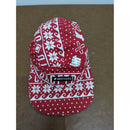 Undefeated Red & White Cotton 5-Panel Adjustable Cap With Holiday Pattern