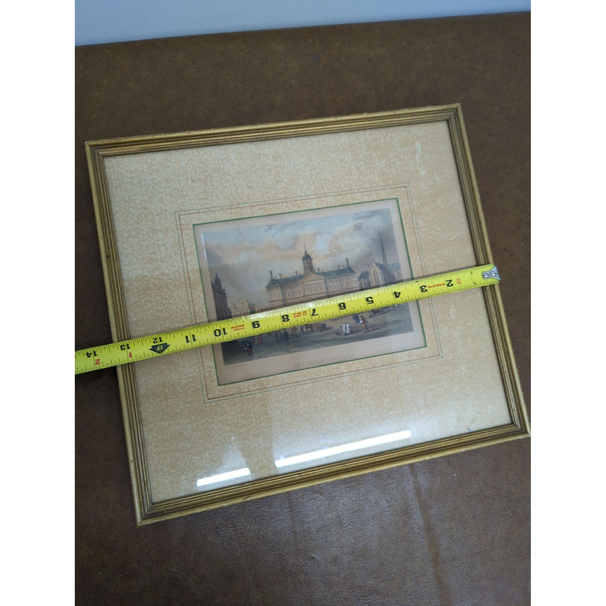 Antique Framed Print Of Amsterdam Palace Scene In Gold Frame 13" x 11" By Hudsons Picture Frames