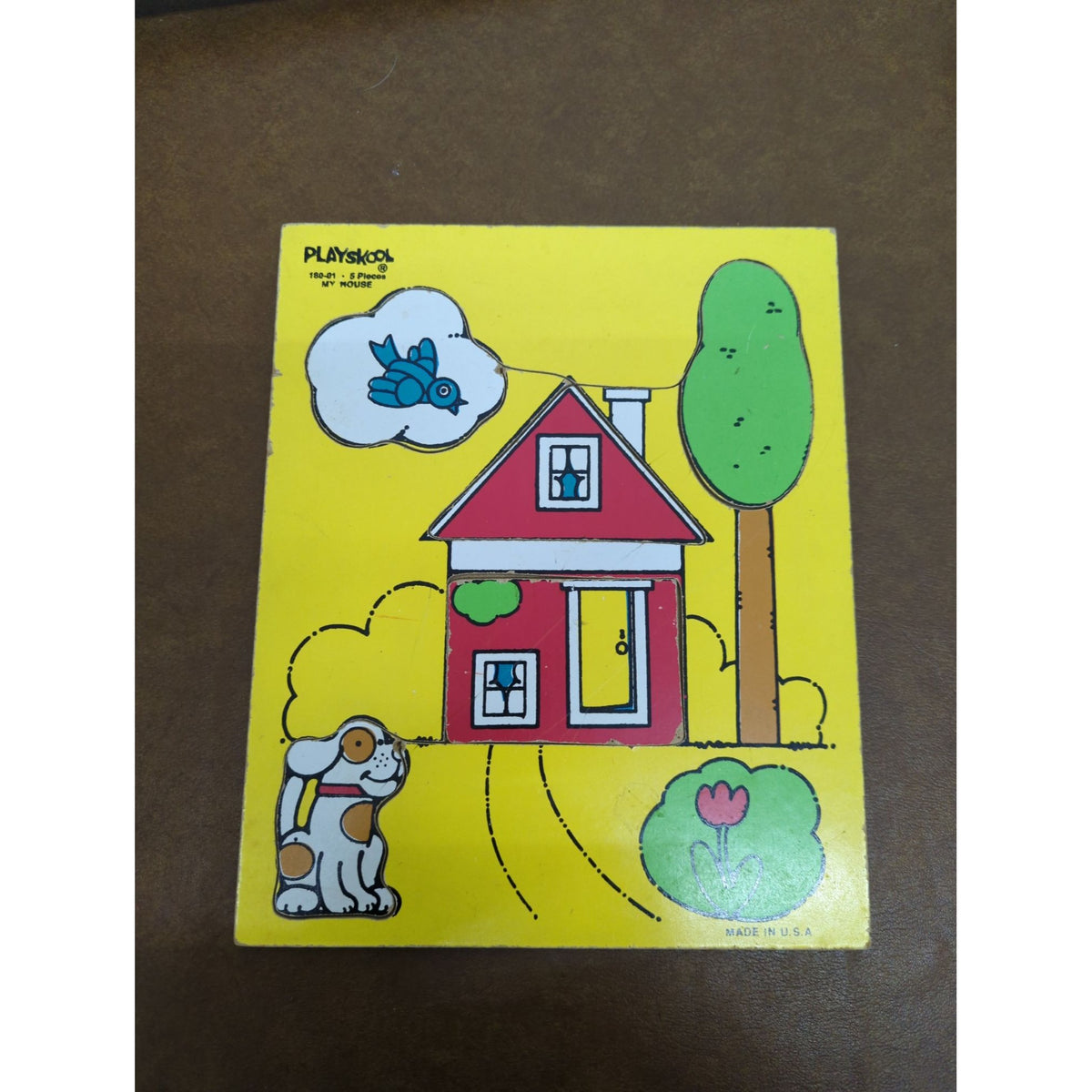 Playskool 5-Piece Wooden Puzzle My House Made In USA Vintage 1980s 10"x8"