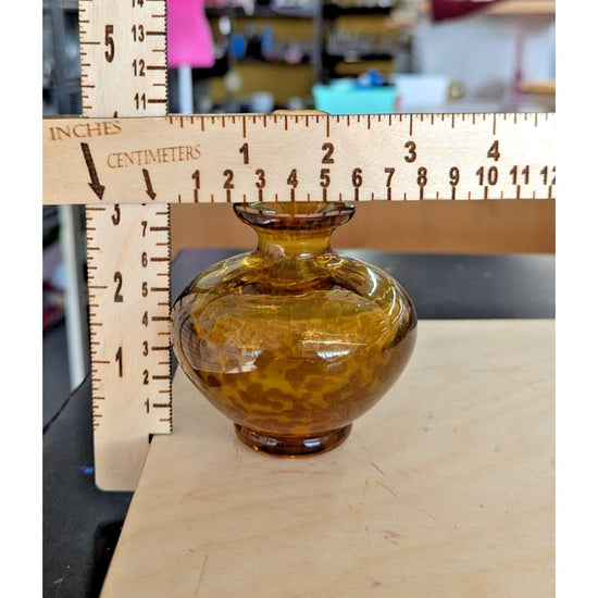 Amber Glass Bud Vase With Speckled Design