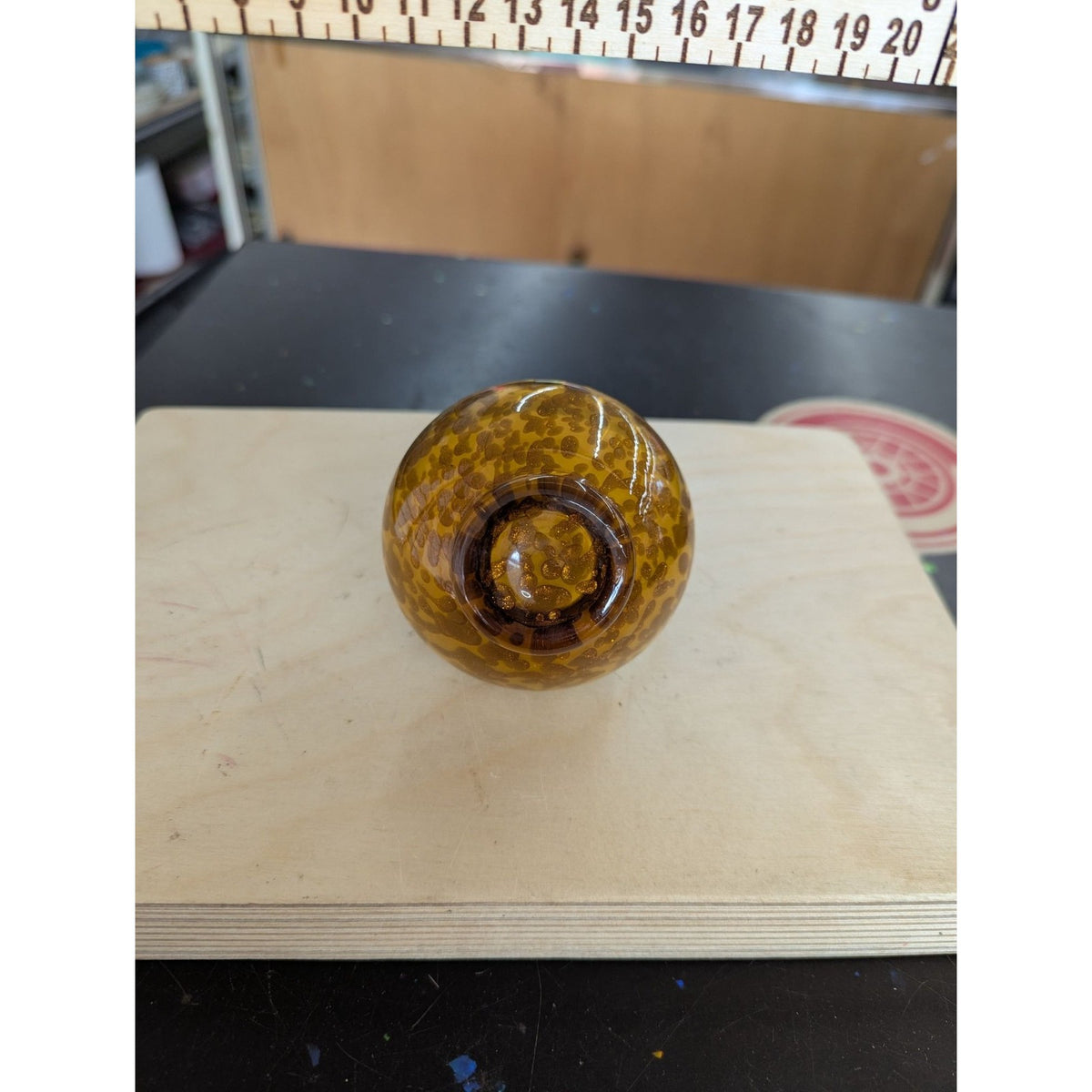 Amber Glass Bud Vase With Speckled Design