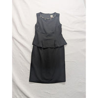 Vince Camuto Womens Black Sleeveless Peplum Dress With Embellished Neckline Size