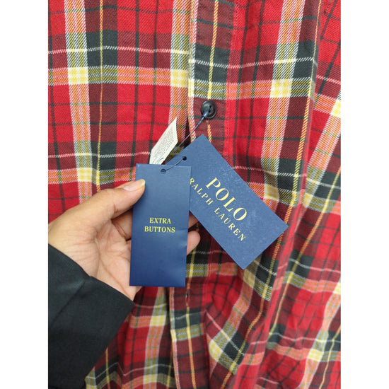 Polo Ralph Lauren Mens Flannel Shirt 2LT Red Plaid Long Sleeve Button Front