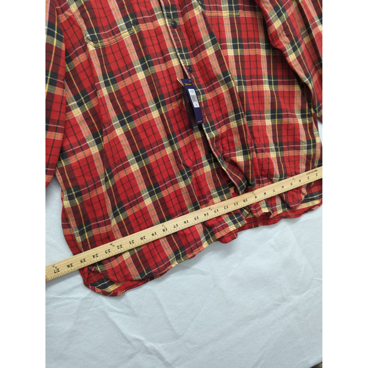 Polo Ralph Lauren Mens Flannel Shirt 2LT Red Plaid Long Sleeve Button Front