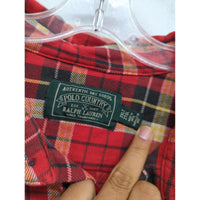 Polo Ralph Lauren Mens Flannel Shirt 2LT Red Plaid Long Sleeve Button Front