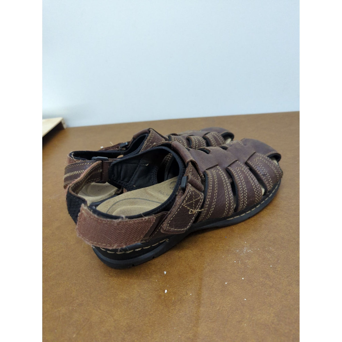 Dockers Mens Brown Leather Fisherman Sandals Adjustable Strap Size 10