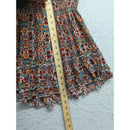 Floral Lace Trim Boho Dress With Tiered Ruffle Hem Smocked Waist Multicolor Size M