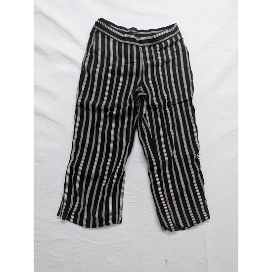 Loft Womens Black & White Striped Wide Leg Pants M