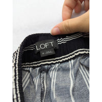 Loft Womens Black & White Striped Wide Leg Pants M