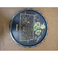 Kansas Souvenir Metal Serving Tray With Sunflower & State Map Design