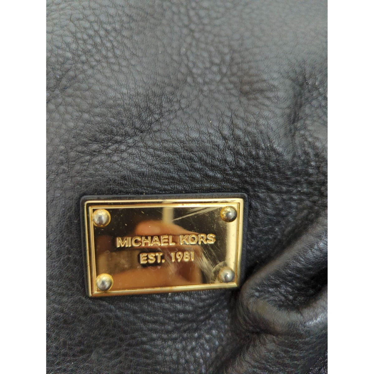 Michael Kors Black Leather Shoulder Bag With Gold Studs & Chain Straps