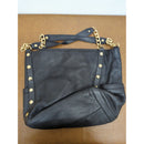 Michael Kors Black Leather Shoulder Bag With Gold Studs & Chain Straps