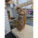 Vintage Religious Wood Carved Old Man Violin Sculpture Detailed Handmade Art