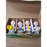 Trim-A-Tree Musical Kids Christmas Ornaments Set Of 4 Hand Painted Wooden Figure