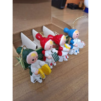 Trim-A-Tree Musical Kids Christmas Ornaments Set Of 4 Hand Painted Wooden Figure