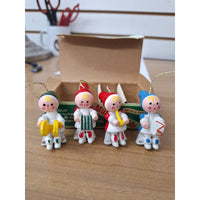 Trim-A-Tree Musical Kids Christmas Ornaments Set Of 4 Hand Painted Wooden Figure