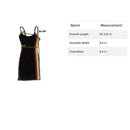 Black Ribbed Bodycon Mini Dress With Rainbow Side Stripes & Spaghetti Straps - B