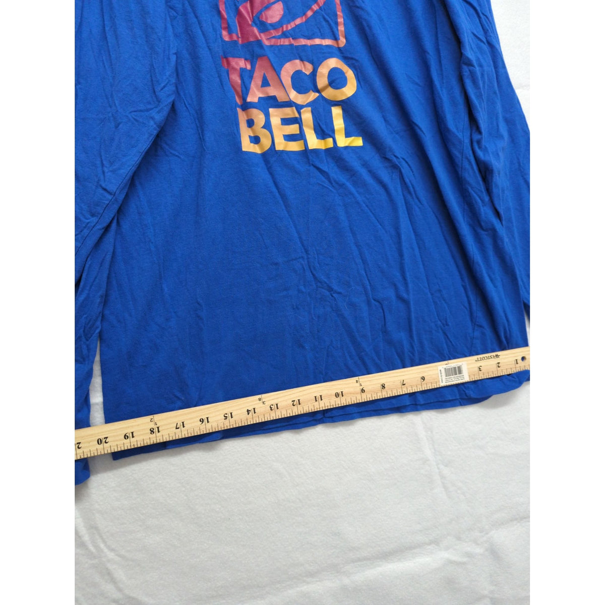 Taco Bell Logo Blue Long Sleeve T-Shirt Mens Size L Ripple Junction 100% Cotton Casual Crewneck