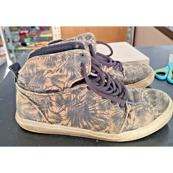 Vans OTW Collection Mens High-Top Palm Print Sneakers Size 11 Beige/Black Canvas