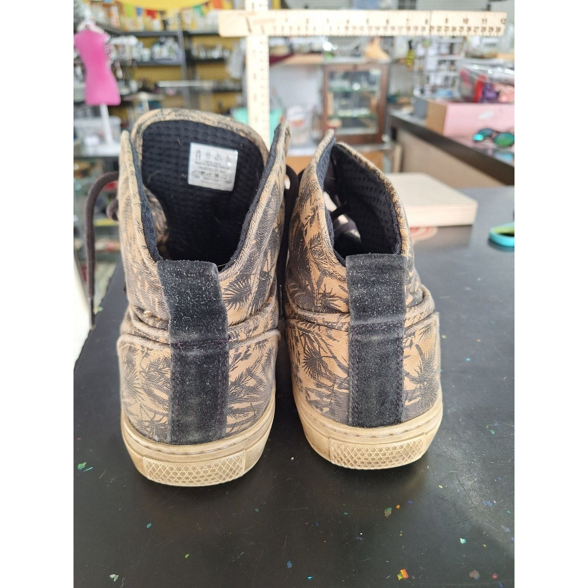 Vans OTW Collection Mens High-Top Palm Print Sneakers Size 11 Beige/Black Canvas