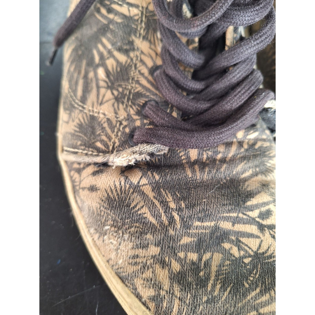 Vans OTW Collection Mens High-Top Palm Print Sneakers Size 11 Beige/Black Canvas
