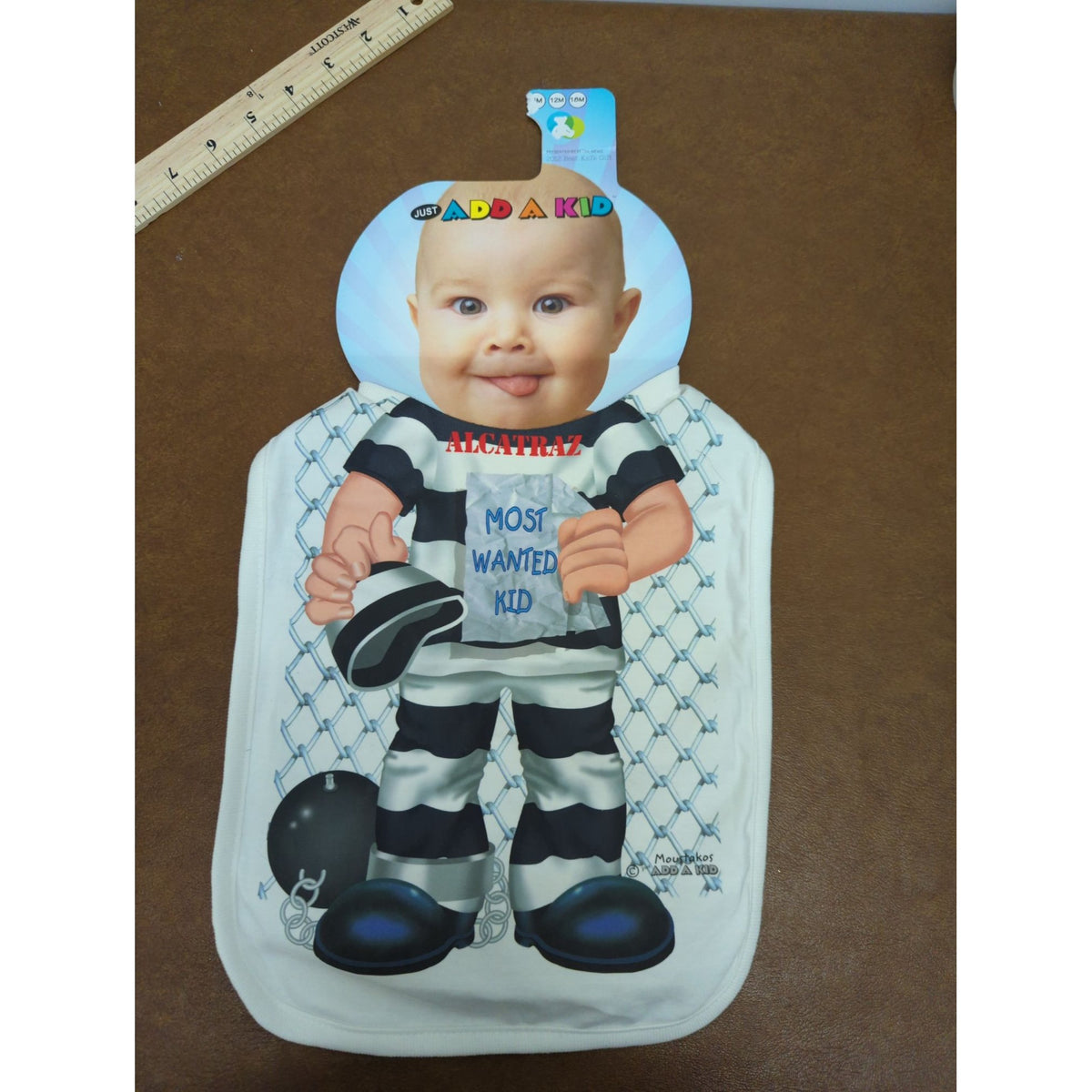 Just Add A Kid Alcatraz Most Wanted Oversized Baby Bib 100% Cotton Fun Design