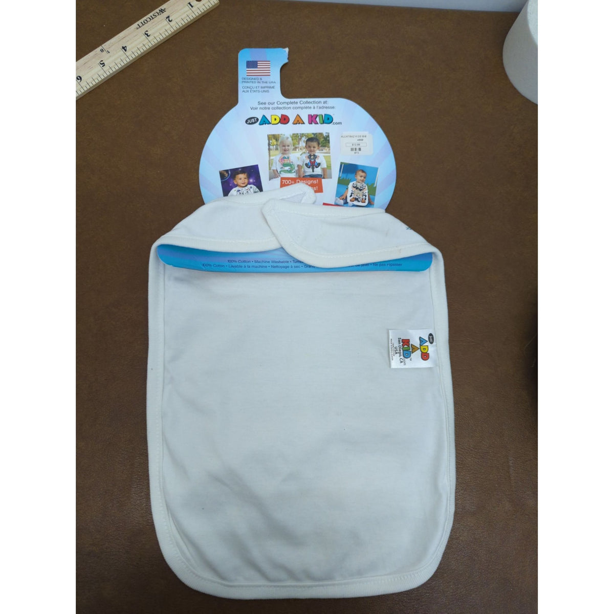 Just Add A Kid Alcatraz Most Wanted Oversized Baby Bib 100% Cotton Fun Design