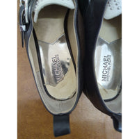 Michael Kors Womens Black & White Studded Loafers With Buckle Accent - Size 8M
