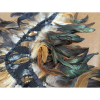 Feathered Festival Costume Headpiece With Sequins & Adjustable Ties
