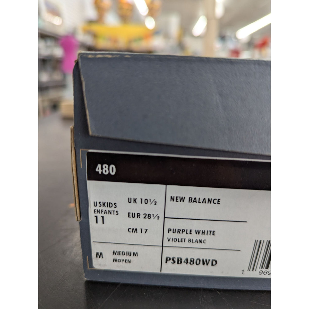 New Balance Youth Purple & White Low Top Sneakers With Box