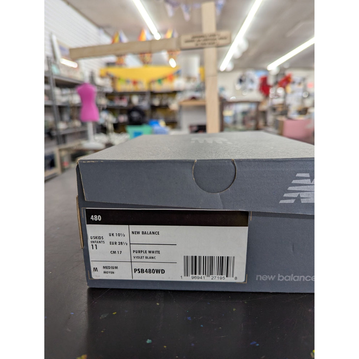 New Balance Youth Purple & White Low Top Sneakers With Box