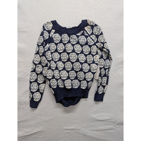 Maeve Womens Navy & White Floral Sweater Size XS
