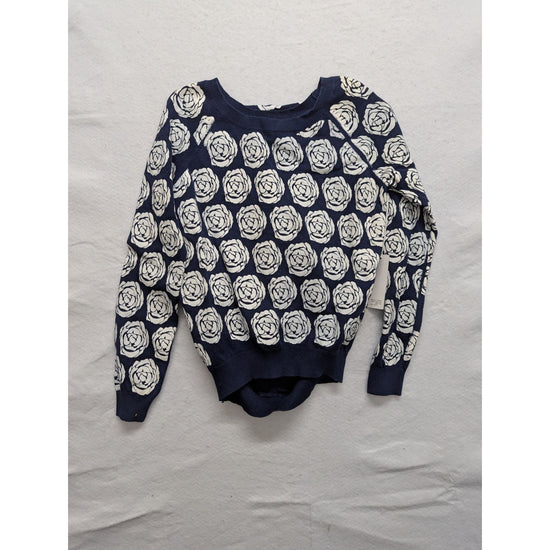 Maeve Womens Navy & White Floral Sweater Size XS
