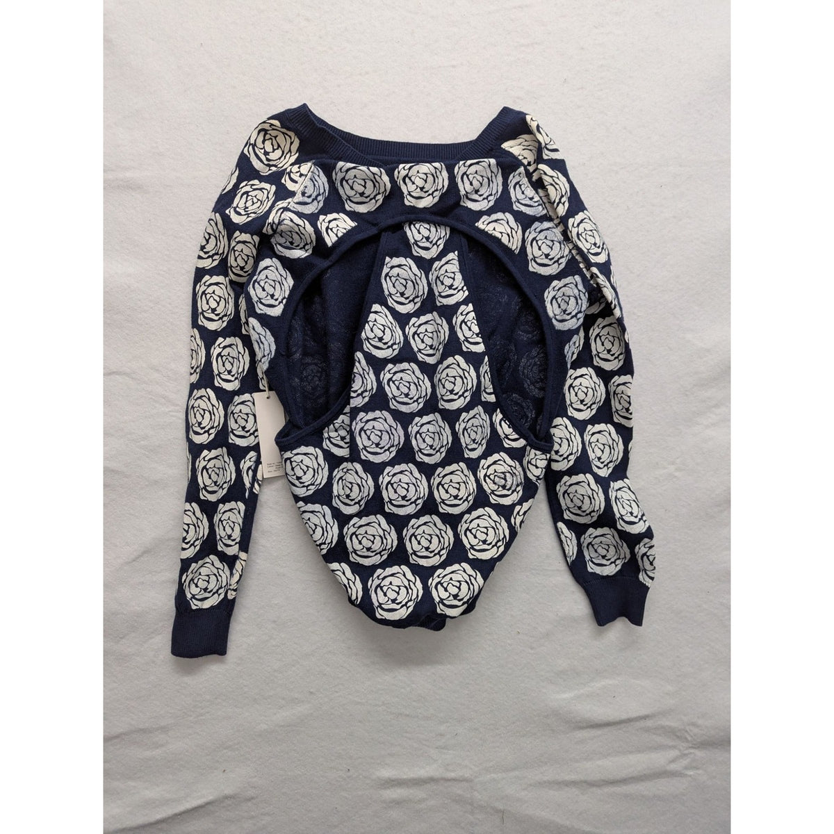 Maeve Womens Navy & White Floral Sweater Size XS