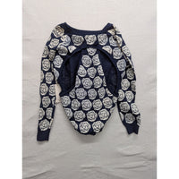 Maeve Womens Navy & White Floral Sweater Size XS