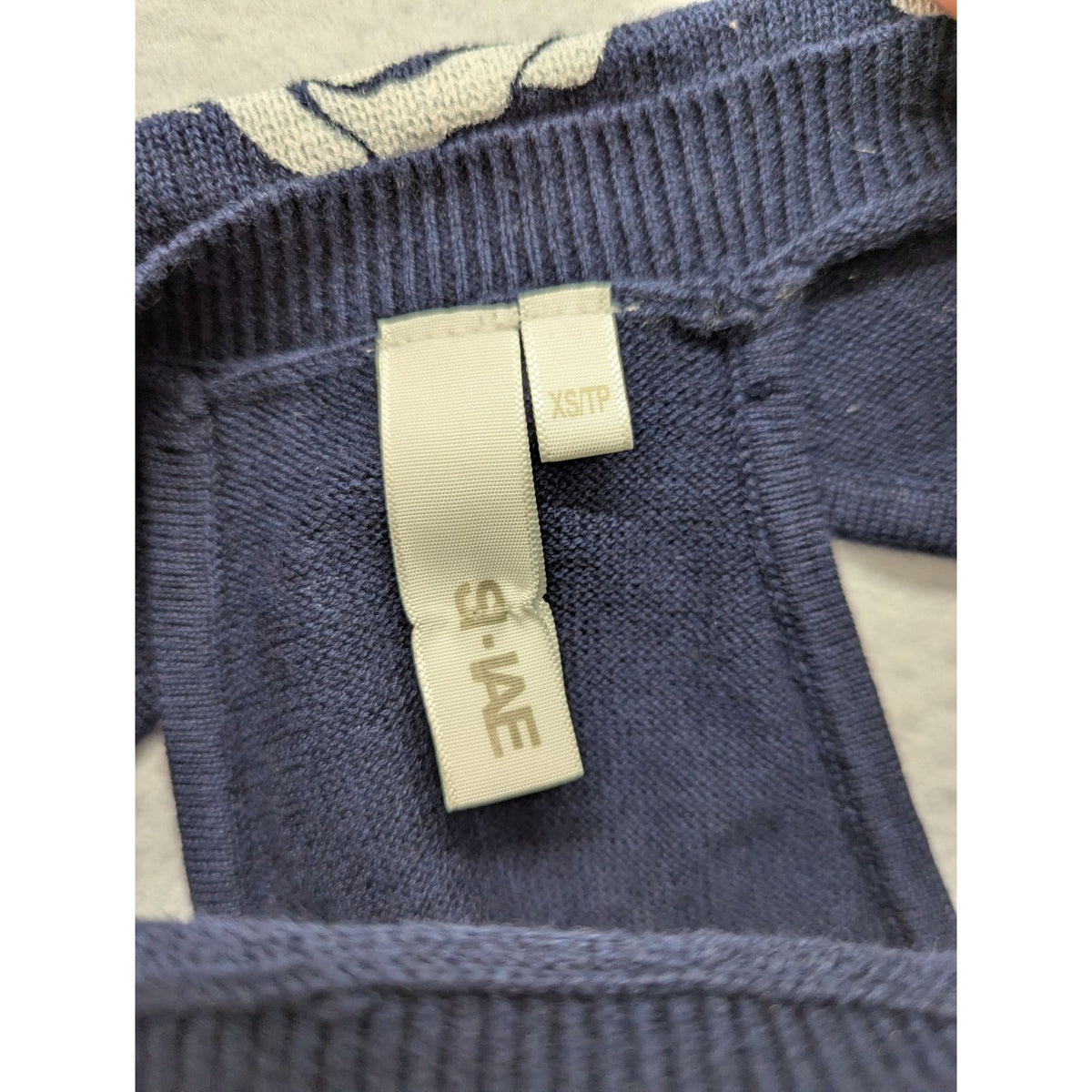 Maeve Womens Navy & White Floral Sweater Size XS