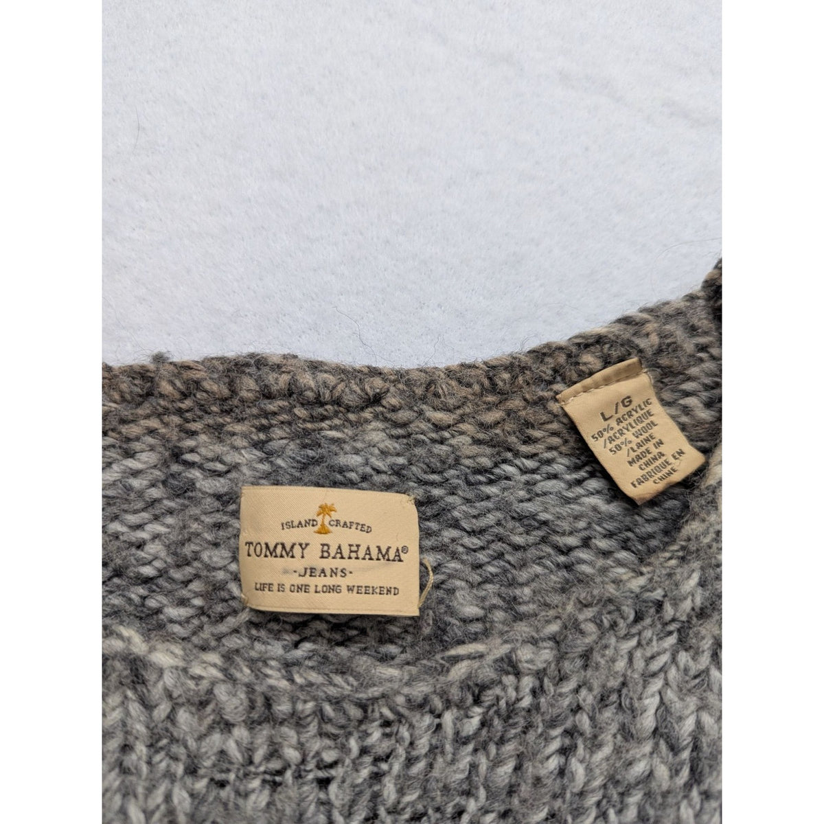 Tommy Bahama Womens Gray Knit Sweater Size L