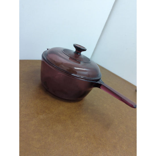 Vintage Vision Corning Ware Amber Glass Saucepan With Lid 1.5 Liter Heat-Resistant Cookware