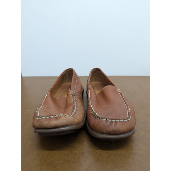 Ecco Mens Brown Leather Moccasin Loafers Size 43 With Latex Sole