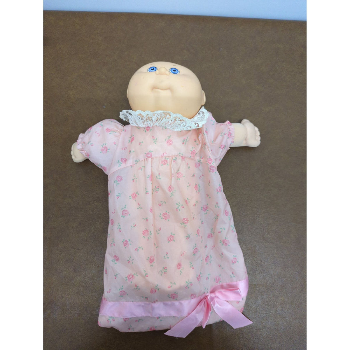 Cabbage Patch Kids Doll 9" Pink Floral Dress With Lace Collar & Bow