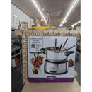 Stainless Steel Electric Fondue Pot By Nostalgia 48 Oz With 6 Forks Variable Heat Control & Stay-Cool Handles