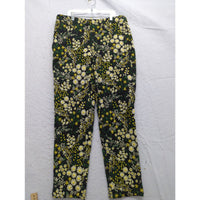 Current Air Black Floral Pants Womens S Daisy Print Tapered Leg 32" Length